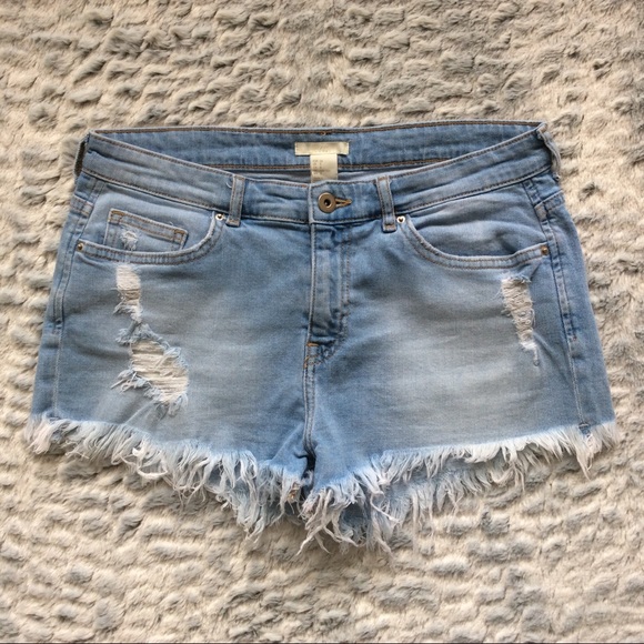 H&M Pants - H&M Distressed Destroyed Denim Shorts Frayed Hem